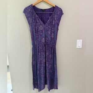 Lucky Brand Purple Boho Floral Drawstring Dress - Size M